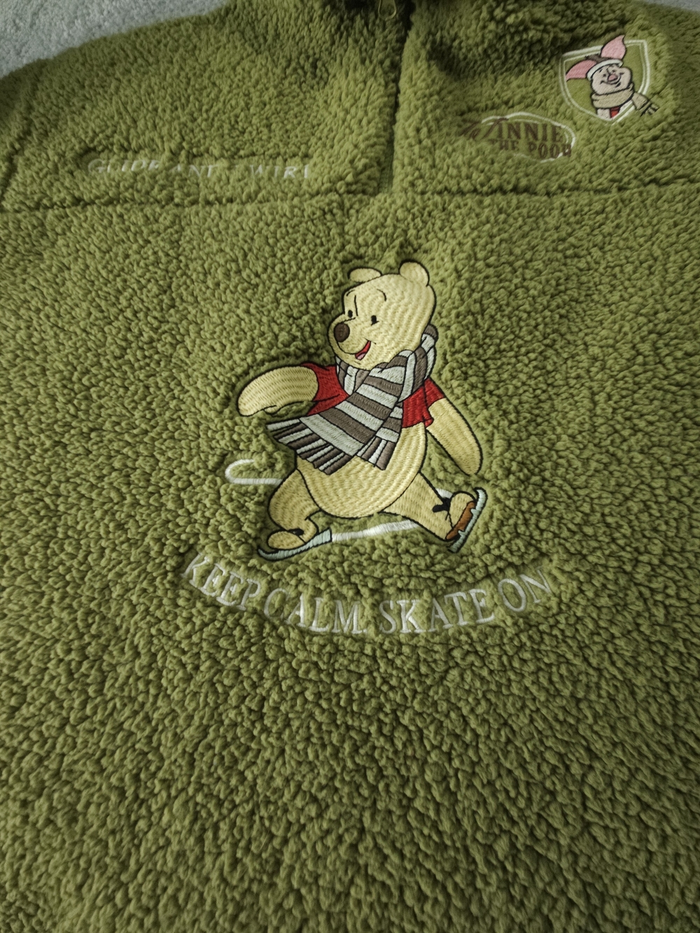 Disney Olive Green Sherpa Pullover with Winnie the Pooh Embroidery - Picture 6 of 10